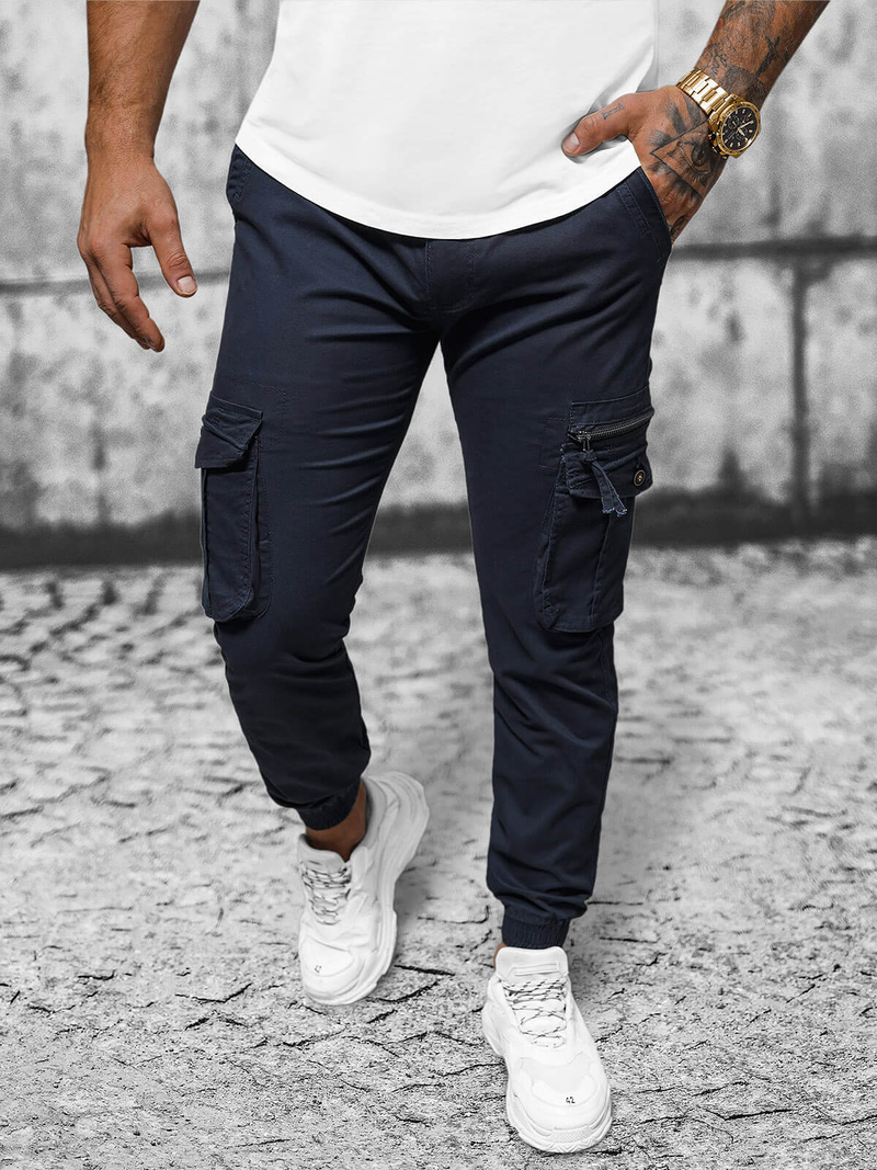 Ανδρικό παντελόνι chino jogger ναυτικό μπλε OZONEE NB/MP0201BS