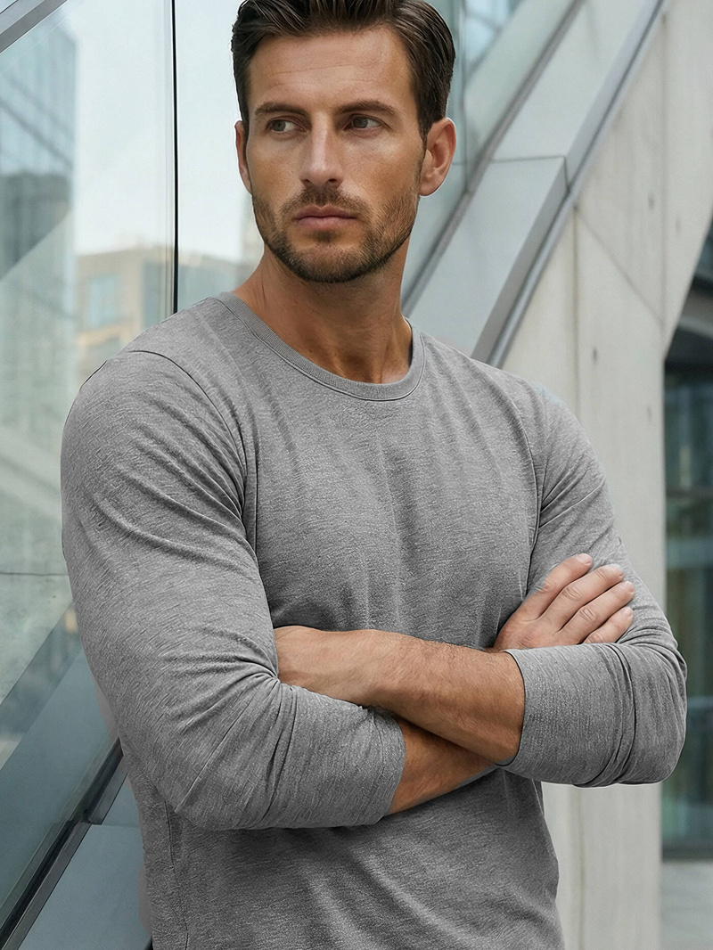 Ανδρικό μπλουζάκι με μακριά μανίκια γραφίτη OZONEE JS/2088Z