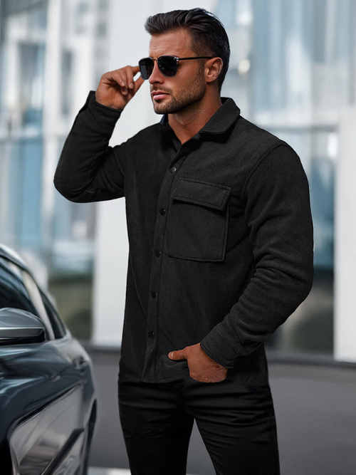 Ανδρικό πουκάμισο mαύρος OZONEE O/GOM23040Z