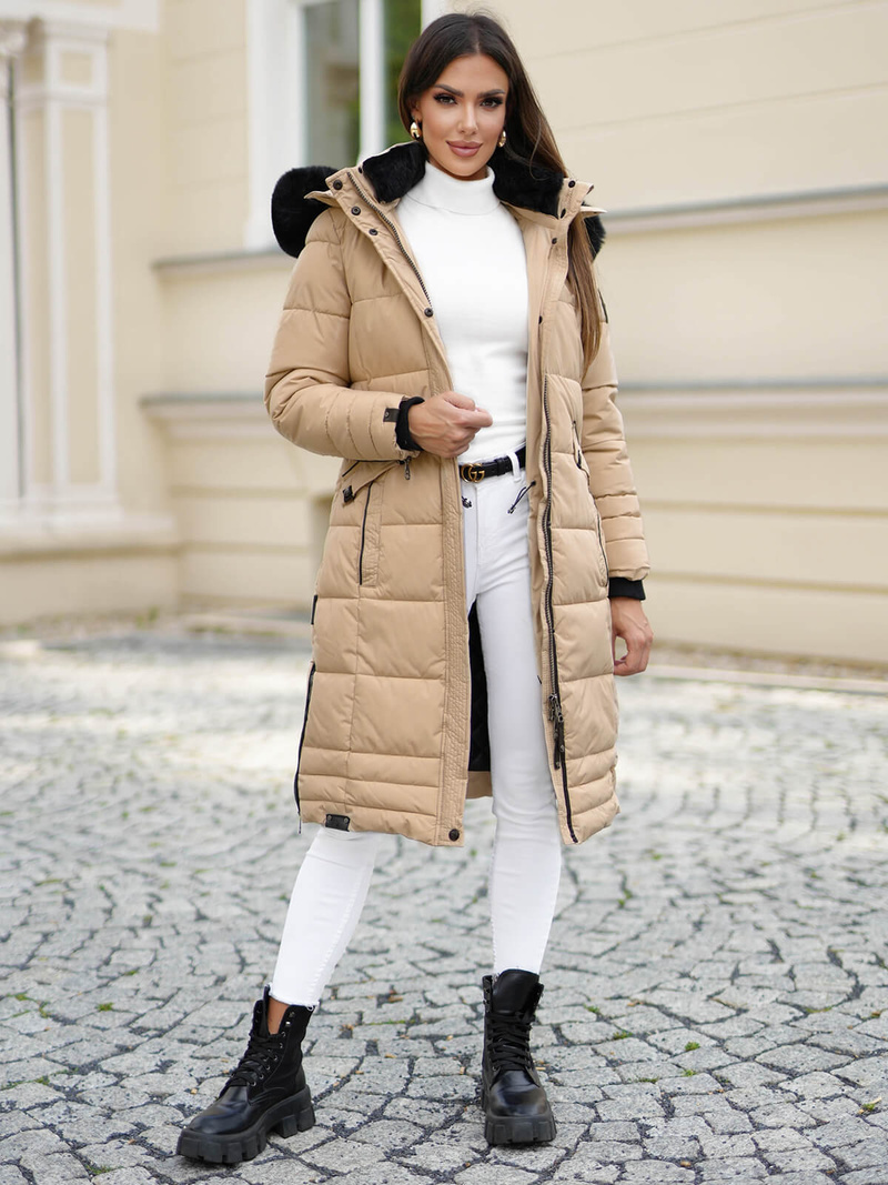 Γυναικείο μπουφάν μπεζ OZONEE O/W377Z