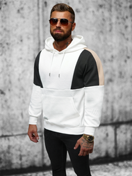 Ανδρικό Φούτερ με Κουκούλα λευκό OZONEE JS/3B577