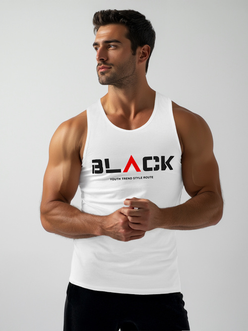 Ανδρικό αμάνικο μπλουζάκι λευκό OZONEE JS/8B1707/1