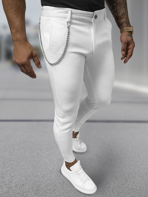 Ανδρικό παντελόνι chino λευκό OZONEE DJ/3300
