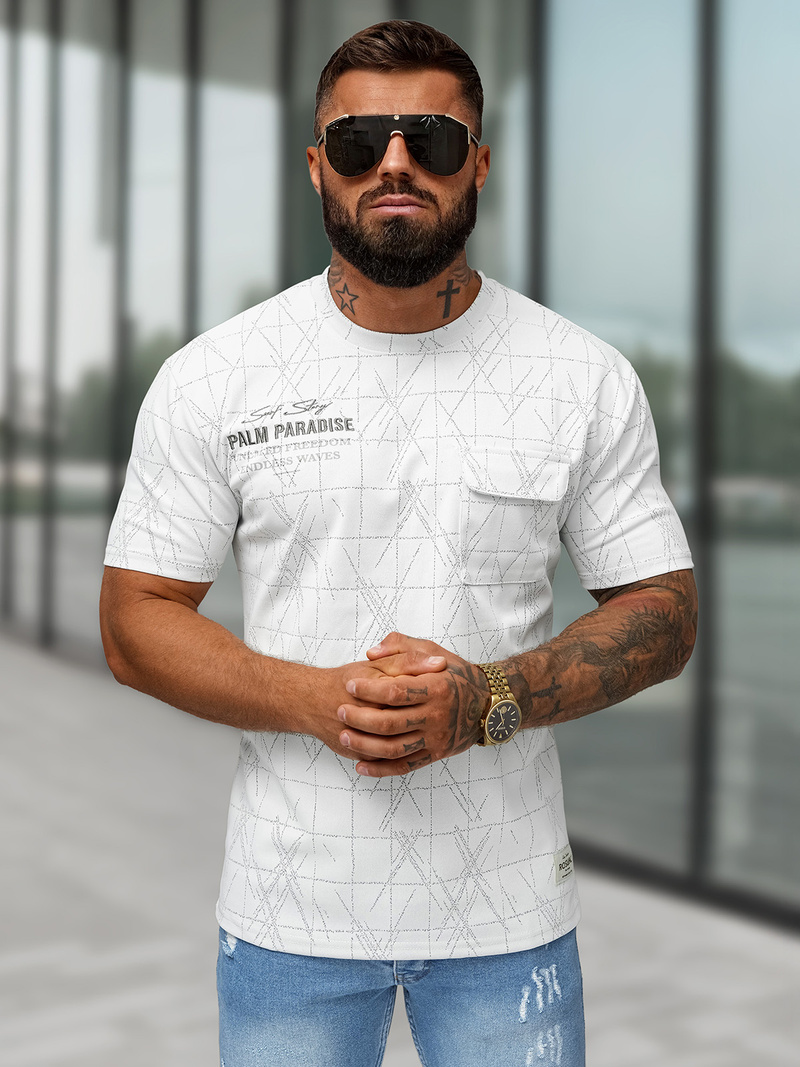 Ανδρικό μπλουζάκι λευκό OZONEE O/QQ1530