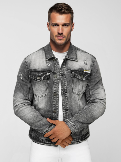 Ανδρικό τζιν μπουφάν μαύρο OZONEE NB/MJ529NZ