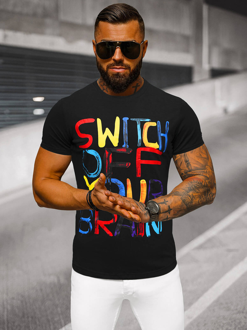 Ανδρικό μπλουζάκι μαύρο OZONEE O/T125/3Z