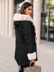 Γυναικείο χειμερινό μπουφάν mαύρος OZONEE JS/M763/392Z