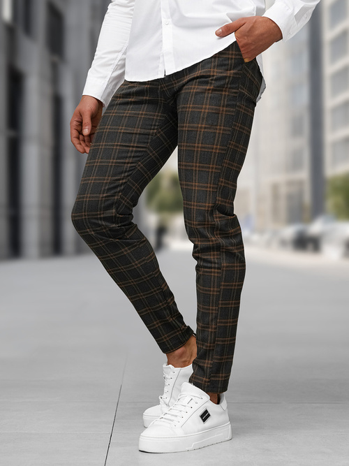 Ανδρικό παντελόνι chino γραφίτη OZONEE DJ/5632Z