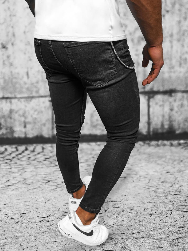 Ανδρικό τζιν παντελόνι mαύρος OZONEE O/MB460