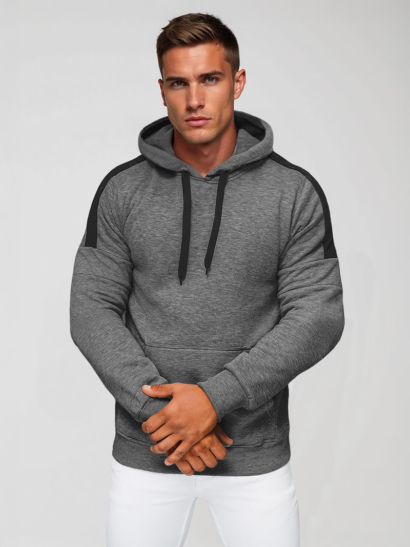 Ανδρικό Φούτερ με Κουκούλα γραφίτη OZONEE JS/8B1318/5Z