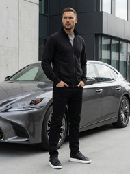 Ανδρικό φούτερ με φερμουάρ μαύρο OZONEE JS/2002Z