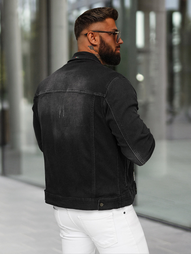 Ανδρικό τζιν μπουφάν μαύρο OZONEE NB/MJ514N