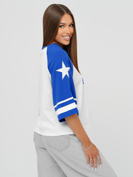 Γυναικείο μπλουζάκι Λευκό και μπλε OZONEE JS/R62493