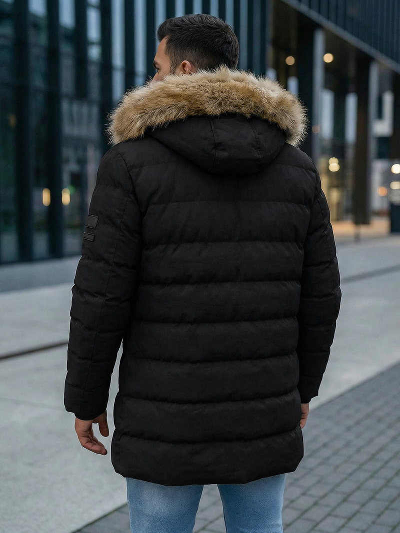 Ανδρικό χειμερινό μπουφάν mαύρος OZONEE JS/5M3122/392Z