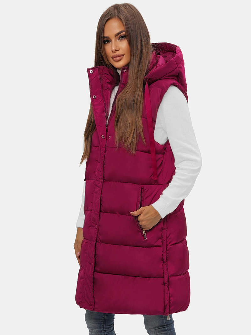 Γυναικείο αμάνικο μπουφάν mαρόν OZONEE O/81276