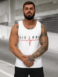 Ανδρικό αμάνικο μπλουζάκι λευκό OZONEE JS/8B1703/1Z