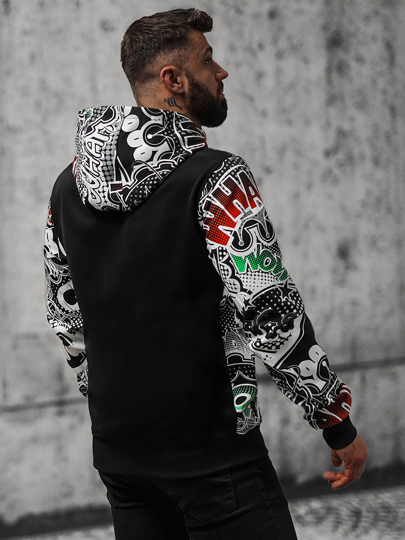 Ανδρικό Φούτερ με kουκούλα μαύρο OZONEE O/B270