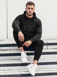 Ανδρικό Φούτερ με Κουκούλα μαύρο OZONEE JS/8B1971/3