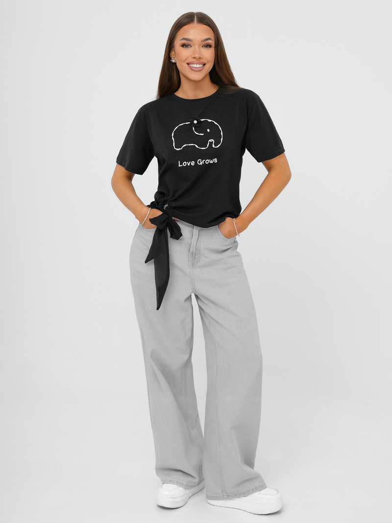 Γυναικείο μπλουζάκι μαύρο OZONEE JS/RJ77247