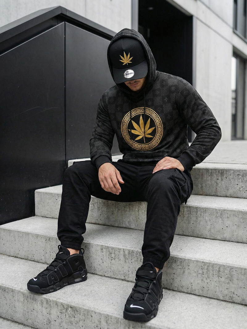 Ανδρικό Φούτερ με kουκούλα μαύρο OZONEE O/B265Z