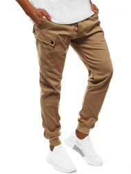 Ανδρικό παντελόνι chino jogger κάμελ OZONEE O/11103