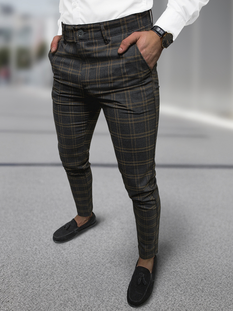 Ανδρικό παντελόνι chino γραφίτη OZONEE DJ/5632