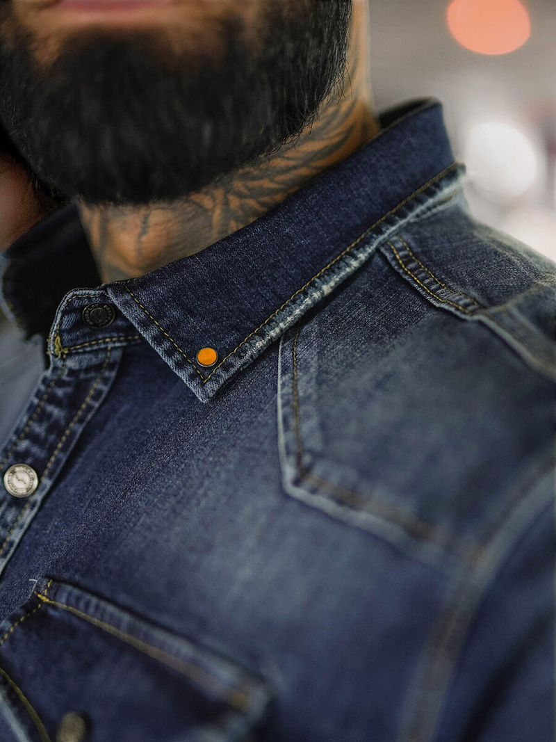 Ανδρικό τζιν πουκάμισο Σκούρο μπλε OZONEE O/51410