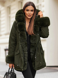 Γυναικείο χειμερινό μπουφάν Πράσινος OZONEE JS/16M9062/136Z