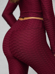 Γυναικείο σετ φόρμας δύο κομματιών μπορντό OZONEE O/22060Z