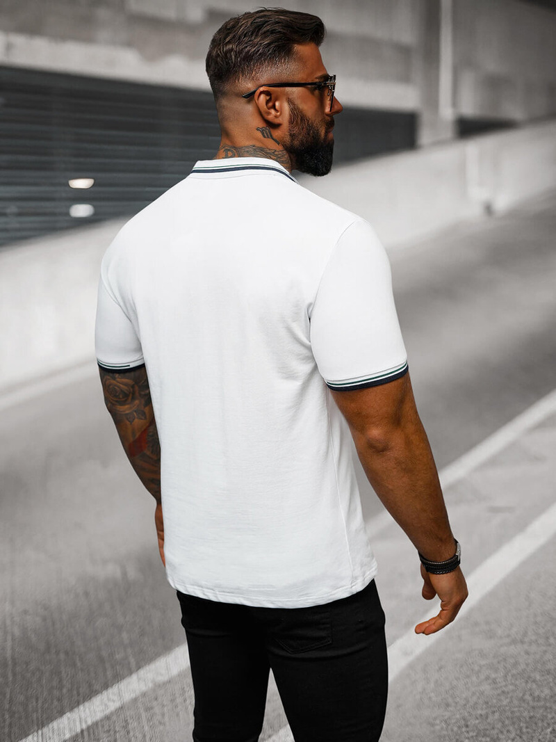 Ανδρική μπλούζα polo λευκό OZONEE O/DA736