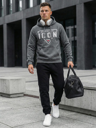 Ανδρικό Φούτερ με Κουκούλα γραφίτη OZONEE JS/8B1737/5