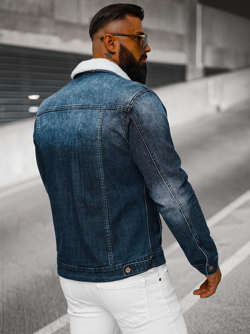 Ανδρικό τζιν μπουφάν σέρπα Σκούρο μπλε OZONEE NB/MJ516BSZ