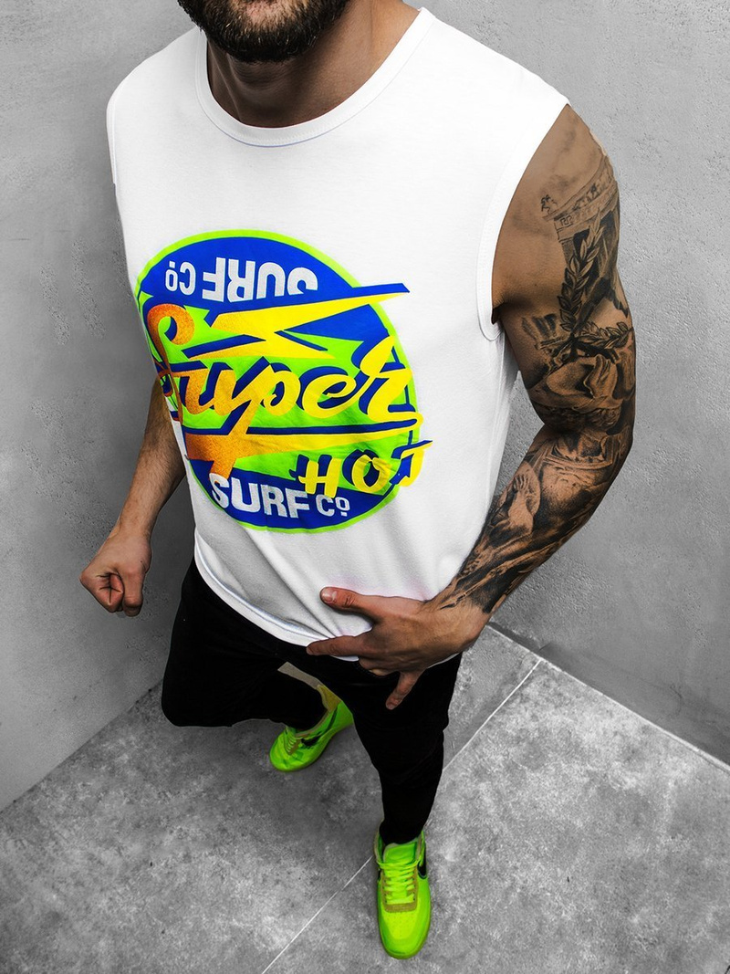 Ανδρικό αμάνικο μπλουζάκι λευκό OZONEE JS/KS2076Z