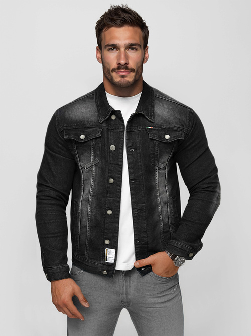 Ανδρικό τζιν μπουφάν μαύρο OZONEE NB/MJ512NZ