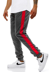 Ανδρικό παντελόνι φόρμας γραφίτη-Κόκκινο OZONEE JS/JZ11006