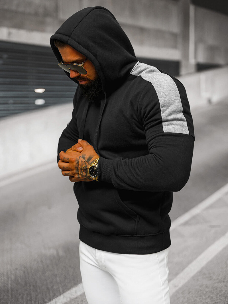 Ανδρικό Φούτερ με Κουκούλα μαύρο OZONEE JS/8B1311/3