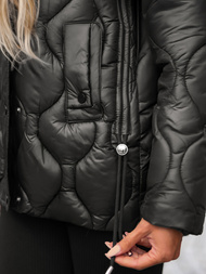 Γυναικείο μπουφάν mαύρο και καφέ OZONEE JS/5M3226/392A