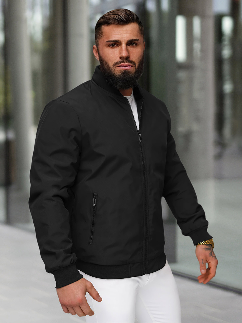 Ανδρικό μπουφάν μαύρο OZONEE JS/62M9502/392