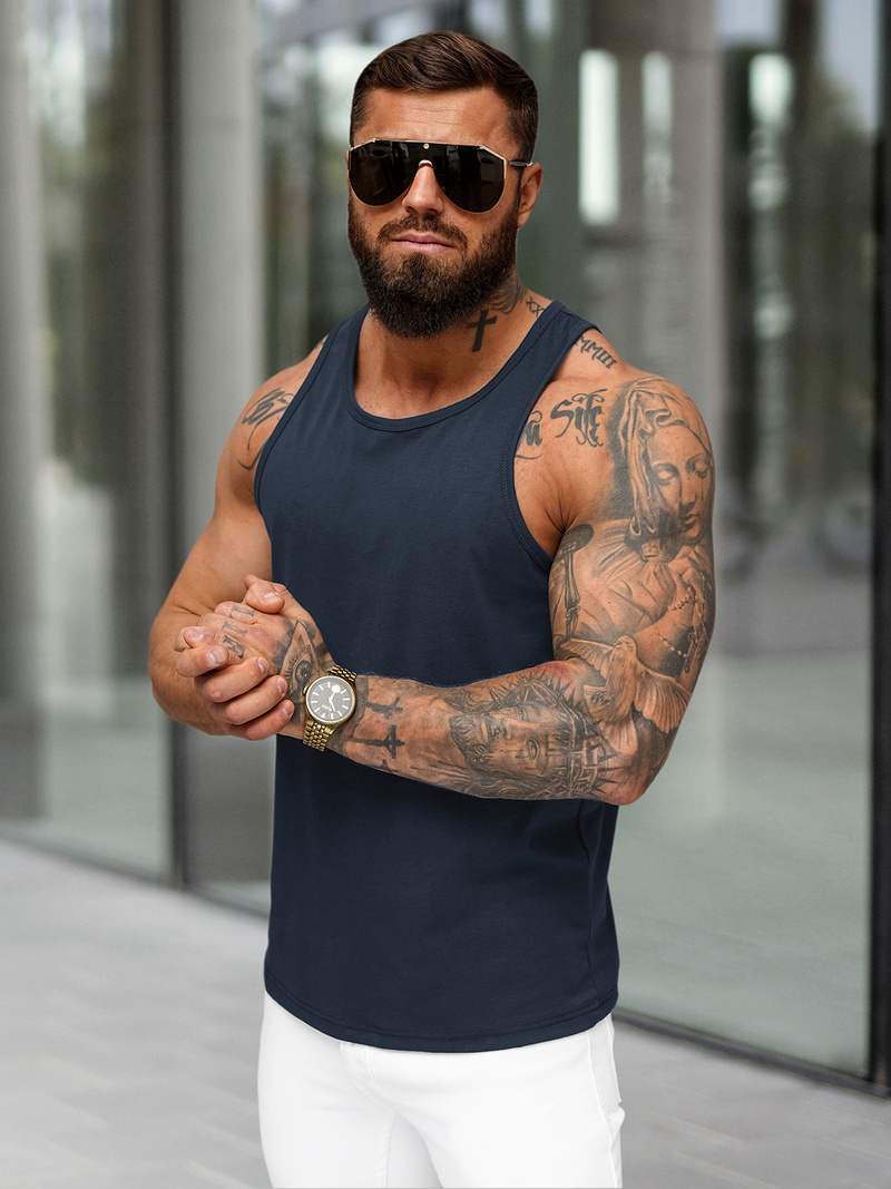 Ανδρικό αμάνικο μπλουζάκι ναυτικό μπλε OZONEE JS/99002Z