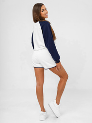 Γυναικείο σετ φόρμας δύο κομματιών ασπρό-ναυτικό μπλε OZONEE JS/M58631AB