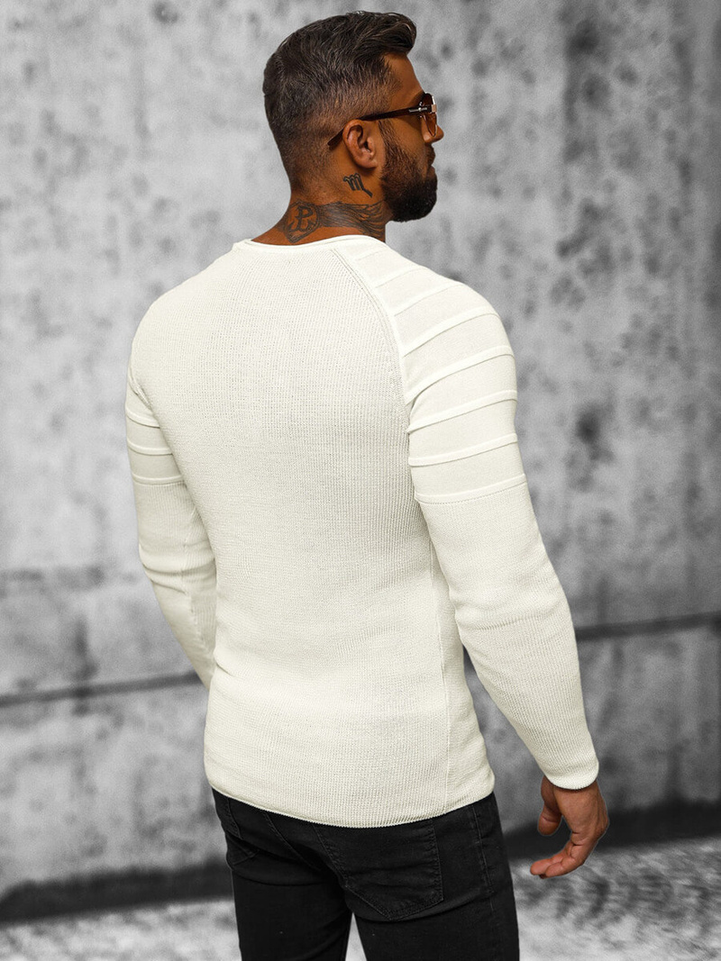 Ανδρικό πουλόβερ eκρού OZONEE L/2500