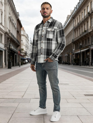 Ανδρικό πουκάμισο μαύρο άσπρο OZONEE NB/MC728N/3