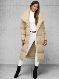 Γυναικείο χειμερινό μπουφάν mπεζ OZONEE JS/M737/62Z