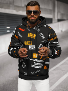 Ανδρικό Φούτερ με Kουκούλα Mαύρος OZONEE JS/8B1250/3