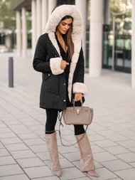 Γυναικείο χειμερινό μπουφάν mαύρος OZONEE JS/M763/392Z