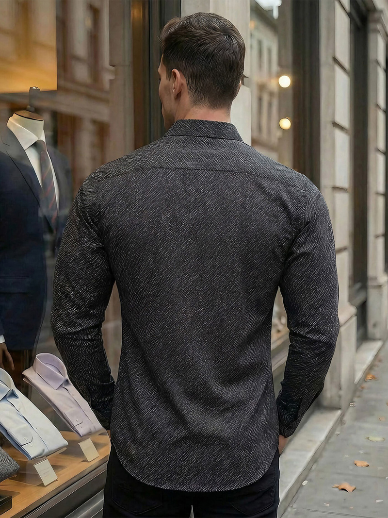 Ανδρικό πουκάμισο μαύρο OZONEE V/V184Z