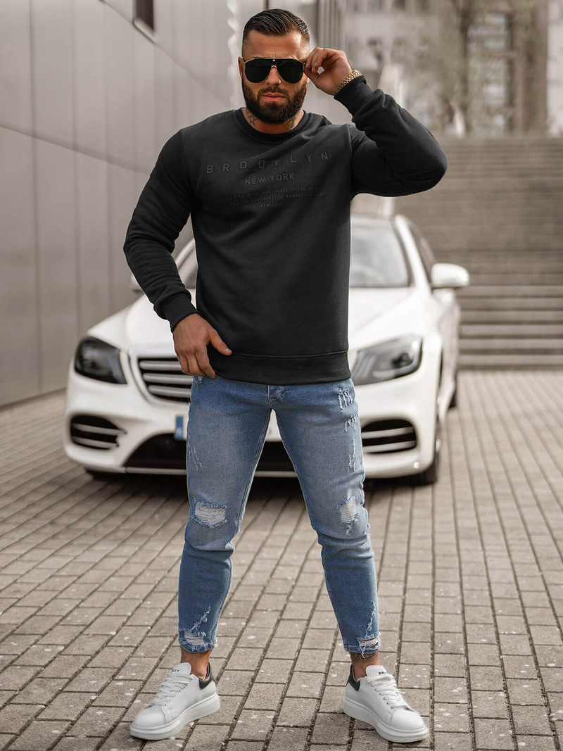 Ανδρικό Φούτερ μαύρο OZONEE JS/8B1360/3