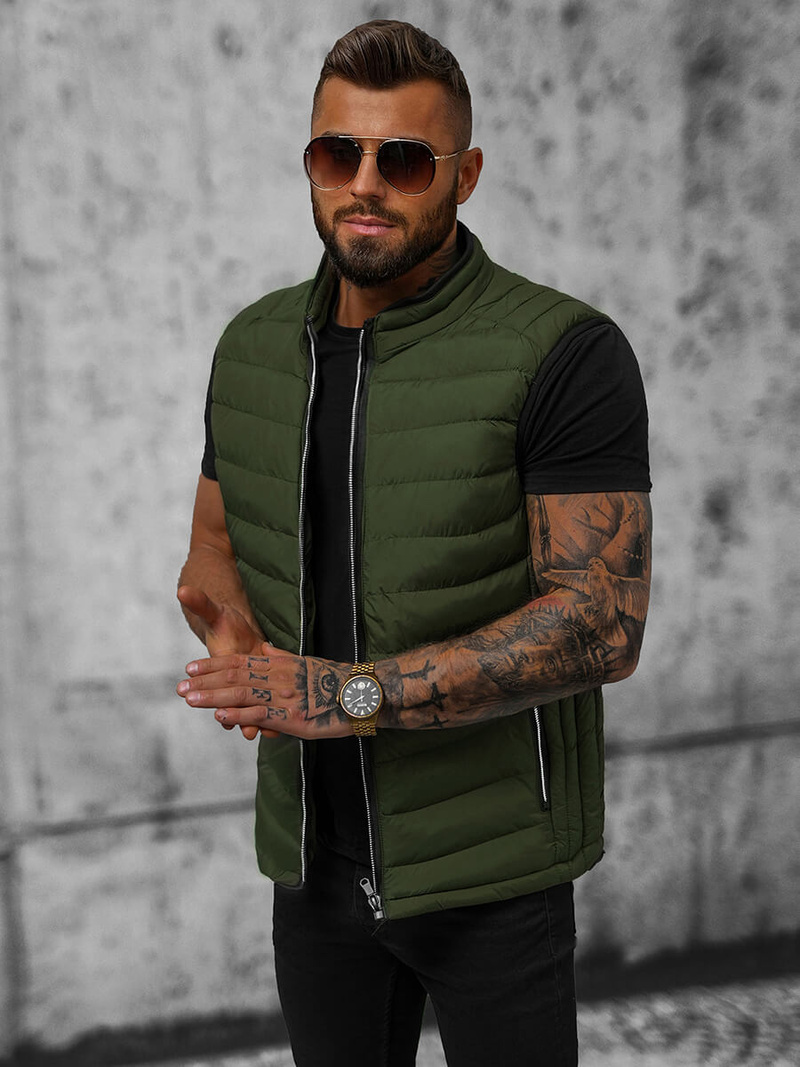 Ανδρικό αμάνικο μπουφάν xακί OZONEE N/7133Z