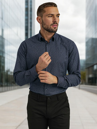 Ανδρικό πουκάμισο ναυτικό μπλε OZONEE V/V186