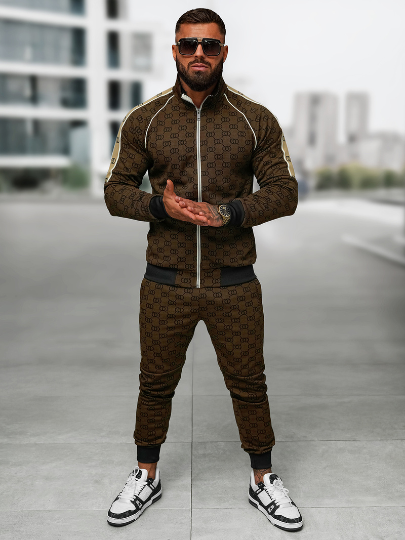 Ανδρικό σετ φόρμας σκούρο-μπεζ OZONEE O/FF5110AB